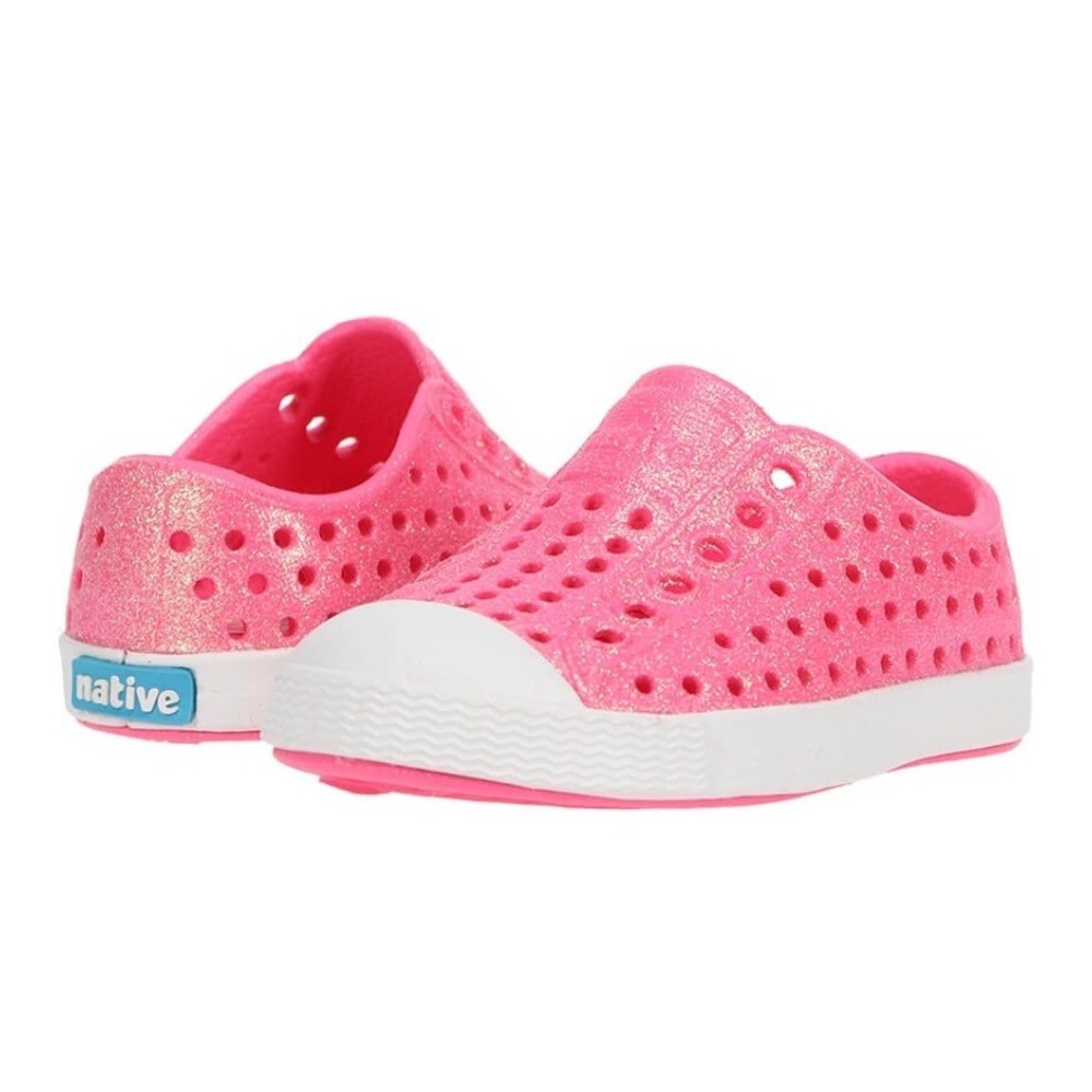 Native Jefferson Pink Glitter Slipon Floyd Bling C6 NEW Sparkly Barbie Water
